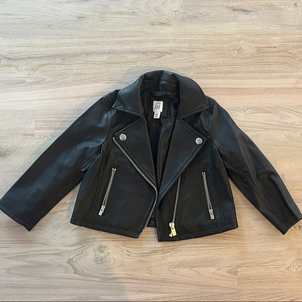 GAP Black Leather Women's Biker Jacket